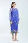 Buy_Rahul Mishra_Blue Tulle Embroidered Lines Dress Collar Floral Applique Shirt _Online_at_Aza_Fashions