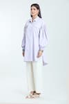 Rahul Mishra_Purple Poplin Applique Embroidery Floral Shirt Collar Placed Oversized _Online_at_Aza_Fashions