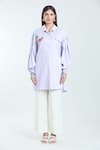 Rahul Mishra_Purple Poplin Applique Embroidery Floral Shirt Collar Placed Oversized _at_Aza_Fashions