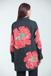 Shop_Rahul Mishra_Black Poplin Embroidered Hibiscus Floral Shirt Collar  _at_Aza_Fashions