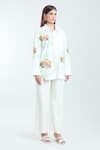 Rahul Mishra_White Poplin Applique Embroidery Carnation Floral Shirt Collar  _Online_at_Aza_Fashions