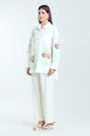 Buy_Rahul Mishra_White Poplin Applique Embroidery Carnation Floral Shirt Collar  _Online_at_Aza_Fashions