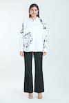 Buy_Rahul Mishra_White Poplin Embroidery Carnation Floral Shirt Collar  