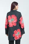 Shop_Rahul Mishra_Black Poplin Embroidered Hibiscus Floral Shirt Collar Pattern _at_Aza_Fashions