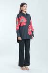 Rahul Mishra_Black Poplin Embroidered Hibiscus Floral Shirt Collar Pattern _Online_at_Aza_Fashions