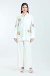 Rahul Mishra_White Poplin Applique Embroidery Carnation Floral Shirt Collar  _at_Aza_Fashions