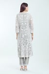 Shop_Seema Gujral_Grey Embroidered Floral Band V Paisley Kurta Pant Set _at_Aza_Fashions