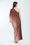 Shop_Tarun Tahiliani_Brown Metallic Crinkle One Shoulder Ombre Dress _at_Aza_Fashions