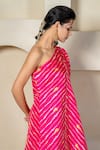 Buy_Yuvrani Jaipur_Pink Kota Doriya Digital Printed Stripe One Shoulder Kurta And Sharara Set _Online_at_Aza_Fashions