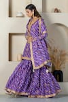 Buy_Yuvrani Jaipur_Purple Kota Doriya Digital Printed Stripe V Neck Diagonal Kurta Sharara Set _Online_at_Aza_Fashions