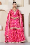 Buy_Yuvrani Jaipur_Pink Kota Doriya Digital Printed Stripe V Neck Kurta Sharara Set With Potli Bag _at_Aza_Fashions