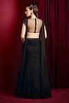 Shop_Aayushi Maniar_Black Skirt Georgette Hand Embroidered Sequins Closed Round Draped With Top _at_Aza_Fashions