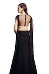 Shop_Aayushi Maniar_Black Skirt Georgette Hand Embroidered Sequins Closed Round Draped With Top 