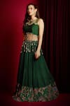 Buy_Aayushi Maniar_Green Lehenga Georgette And Crepe Silk Hand Embroidered Coi Shells With Blouse _Online_at_Aza_Fashions