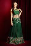 Shop_Aayushi Maniar_Green Lehenga Georgette And Crepe Silk Hand Embroidered Coi Shells With Blouse _Online_at_Aza_Fashions