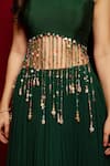 Aayushi Maniar_Green Lehenga Georgette And Crepe Silk Hand Embroidered Coi Shells With Blouse _at_Aza_Fashions