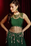 Buy_Aayushi Maniar_Green Lehenga Georgette And Crepe Silk Hand Embroidered Coi Shells With Blouse 