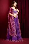 Aayushi Maniar_Purple Cape Crepe Silk Hand Embroidered Glass Beads Blouse Lehenga Set With _Online_at_Aza_Fashions