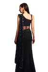 Shop_Aayushi Maniar_Black Georgette Hand Embroidered Sequins V-neck Corset Saree Gown 