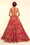 Shop_Rajbinder Chahal_Red Dupion Silk Print Paisley Geometric Embroidered Blouse And Lehenga Set _at_Aza_Fashions