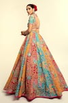 Buy_Rajbinder Chahal_Multi Color Dupion Silk Print Floral Sequin Embroidered Blouse And Lehenga Set 