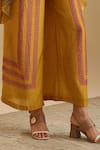 Buy_Soup by Sougat Paul_Yellow Cotton Silk Printed Eraya Shirt Kurta And Flared Pant Set _Online_at_Aza_Fashions