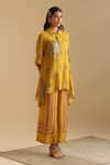 Soup by Sougat Paul_Yellow Cotton Silk Printed Eraya Shirt Kurta And Flared Pant Set _at_Aza_Fashions