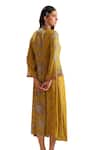 Shop_Soup by Sougat Paul_Yellow Chanderi Printed Geometric V Neck Eraya Dress _Online_at_Aza_Fashions