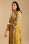 Soup by Sougat Paul_Yellow Chanderi Printed Geometric V Neck Eraya Dress _at_Aza_Fashions