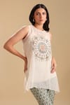 Buy_Soup by Sougat Paul_Off White Kurta Handloom Net Embroidery Sequin Eraya Applique And Pant Set 