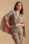 Buy_Soup By Sougat Paul_Multi Color Silk Embroidery Eraya Floral Bloom Print Blazer With Pant 
