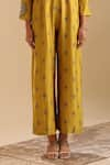 Buy_Soup by Sougat Paul_Yellow Chanderi Print Floral Jacket Collared Eraya Butti Jumpsuit With _Online_at_Aza_Fashions