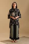 Buy_Soup by Sougat Paul_Black Cotton Silk Print Floral Collared Neck Eraya Mandala Kurta With Pant _at_Aza_Fashions