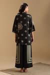 Shop_Soup by Sougat Paul_Black Cotton Silk Print Floral Collared Neck Eraya Mandala Kurta With Pant _at_Aza_Fashions