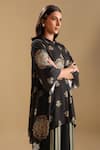 Buy_Soup by Sougat Paul_Black Cotton Silk Print Floral Collared Neck Eraya Mandala Kurta With Pant 