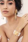 Buy_Joules By Radhika_Gold Plated Pearls, Diamonds Polki Studded Interwoven Bracelet _at_Aza_Fashions