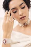 Buy_Joules by Radhika_Gold Plated Polki Studded Interwoven Bracelet _at_Aza_Fashions