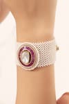 Shop_Joules by Radhika_Gold Plated Polki Studded Interwoven Bracelet _at_Aza_Fashions