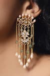 Shop_joules by radhika_Gold Plated Polki Embellished Dazzling Danglers _at_Aza_Fashions