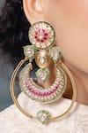 Shop_Joules By Radhika_Gold Plated Pearls, Stones Polki Embellished Exquisite Chandbalis _at_Aza_Fashions