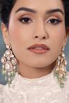 Buy_Joules By Radhika_Gold Plated Polki Pearl And Embellished Glamorous Danglers _at_Aza_Fashions