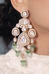 Shop_Joules By Radhika_Gold Plated Polki Pearl And Embellished Glamorous Danglers _at_Aza_Fashions
