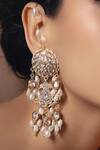 Shop Joules By Radhika Gold Plated Pearls, Cut Work Polki Studded Danglers at Aza Fashions Shop_Joules By Radhika_Gold Plated Pearls, Cut Work Polki Studded Danglers_at_Aza_Fashions