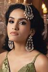 Buy_Joules by Radhika_Gold Plated Pearls, Diamonds Hexagon Carved Danglers_at_Aza_Fashions