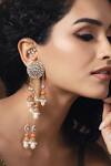 Buy_Joules by Radhika_Gold Plated Pearls, Diamonds And Polki Embellished Sparkling Danglers_at_Aza_Fashions