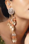 Shop_Joules by Radhika_Gold Plated Pearls, Diamonds And Polki Embellished Sparkling Danglers_at_Aza_Fashions