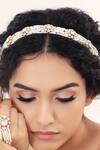 Buy_Joules By Radhika_Gold Plated Stone Floral Carved Mathapatti _at_Aza_Fashions