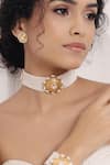 Buy Joules By Radhika Gold Plated Pearls, Diamonds Floral Carved Choker Necklace Set at Aza Fashions Buy_Joules By Radhika_Gold Plated Pearls, Diamonds Floral Carved Choker Necklace Set _at_Aza_Fashions