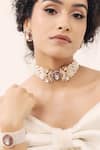 Buy_Joules By Radhika_Gold Plated Pearls Polki Embellished Multi Strand Choker Necklace Set_at_Aza_Fashions