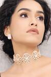 Buy_Joules By Radhika_Gold Plated Polki Embellished Floral Unit Choker Necklace _at_Aza_Fashions